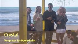  Presentation with group of happy couples - Audience pleasing PPT layouts consisting of having fun and drinking beer backdrop and a  colored foreground