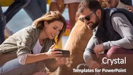  Presentation with community service happy volunteer group - Slide deck featuring having fun and drinking beer background and a  colored foreground