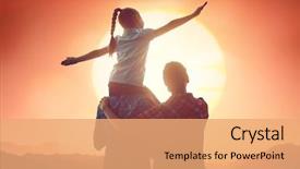  Presentation with displaying a happy mother cudd - Slide deck with having fun and enjoying journey background and a coral colored foreground