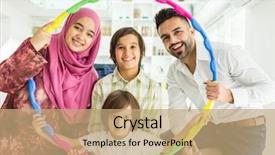  Presentation with muslim family - Colorful theme enhanced with having fun and good time backdrop and a coral colored foreground