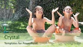  Presentation with boys scouts bbq - Beautiful PPT layouts featuring having fun and happy time backdrop and a soft green colored foreground