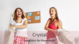 Presentation with pajama - PPT layouts featuring having fun and pillow fight background and a coral colored foreground
