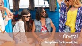  Presentation with road trip cars - Amazing theme having having fun and playing music backdrop and a coral colored foreground