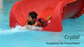  Presentation with water park - Slides having having fun at a water background and a light blue colored foreground