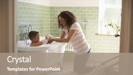  Presentation with fun - Beautiful PPT layouts featuring having fun at bath time backdrop and a coral colored foreground