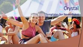  Presentation with festival music - Beautiful presentation featuring having fun at music festival backdrop and a sky blue colored foreground