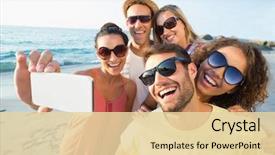  Presentation with teamwork fun - Beautiful PPT layouts featuring having fun at the beach backdrop and a lemonade colored foreground