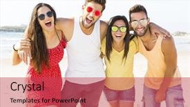  Presentation with fun - Presentation design with having fun at the beach background and a red colored foreground