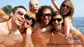  Presentation with beach party - Beautiful slides featuring having fun at the beach backdrop and a red colored foreground