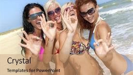  Presentation with joyful - Slide deck featuring having fun at the beach background and a coral colored foreground