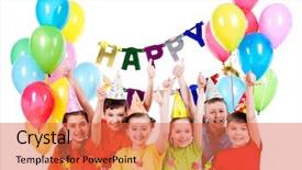  Presentation with children birthday - Beautiful theme featuring having fun at the birthday backdrop and a red colored foreground