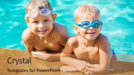  Presentation with fun - Colorful slide deck enhanced with having fun at the pool backdrop and a yellow colored foreground