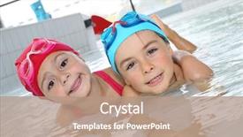  Presentation with swimming pool - Cool new slide set with having fun at the swimming backdrop and a coral colored foreground