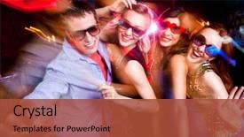  Presentation with fun - Cool new PPT theme with having fun dancing at party backdrop and a red colored foreground