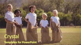  Presentation with fun - Presentation design enhanced with having fun during sack race background and a  colored foreground