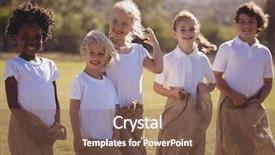  Presentation with fun - PPT layouts enhanced with having fun during sack race background and a  colored foreground