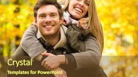  Presentation with relationship - Theme having having fun in autumn park background and a tawny brown colored foreground