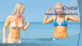  Presentation with fun - Amazing slide set having having fun in bikini girls backdrop and a light blue colored foreground