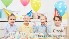  Presentation with kids food - Audience pleasing theme consisting of having fun in kindergarten backdrop and a  colored foreground