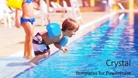  Presentation with luxury resort - PPT theme consisting of having fun in poolside water background and a light blue colored foreground