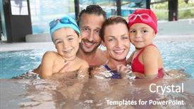  Presentation with swimming pool - Slide set consisting of having fun in public indoor background and a coral colored foreground