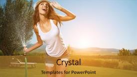  Presentation with fun meeting - Colorful presentation enhanced with having fun in summer garden backdrop and a gold colored foreground