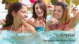  Presentation with swimming - Slides enhanced with having fun in swimming pool background and a light blue colored foreground