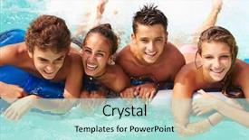  Presentation with swimming pool - Audience pleasing slides consisting of having fun in swimming pool backdrop and a mint green colored foreground