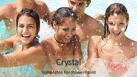  Presentation with swimming pool - Slides enhanced with having fun in swimming pool background and a coral colored foreground