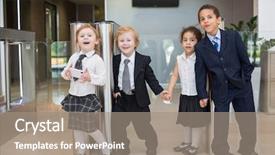  Presentation with children - Presentation design having having fun in the business background and a  colored foreground