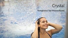  Presentation with pretty girl - Presentation featuring having fun in the water background and a light gray colored foreground