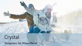  Presentation with winter family - PPT layouts with having fun in winter background and a light blue colored foreground