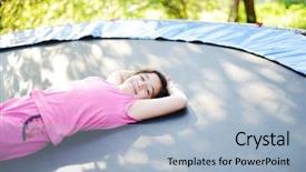  Presentation with fun - Colorful presentation enhanced with having fun lying on trampoline backdrop and a light blue colored foreground