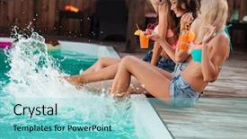  Presentation with swimming pool - Theme having having fun near swimming pool background and a seafoam green colored foreground