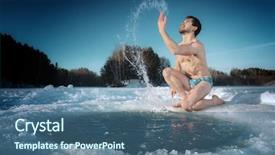  Presentation with lake ice - PPT theme consisting of having fun near the ice background and a ocean colored foreground