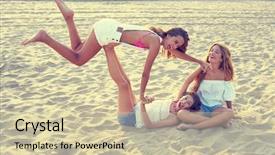  Presentation with teen girls - Slide deck consisting of having fun on a beach background and a soft green colored foreground