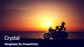  Presentation with active lifestyle - Slides with joy world - silhouette of a biker woman background and a navy blue colored foreground