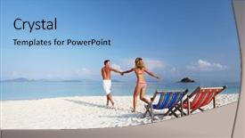  Presentation with resort - Amazing presentation theme having having fun on a tropical backdrop and a teal colored foreground