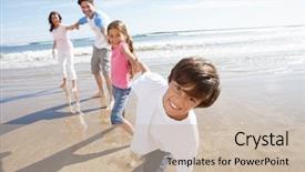  Presentation with shells beach summer holiday - PPT layouts with having fun on beach holiday background and a soft green colored foreground