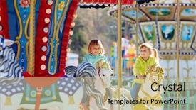  Presentation with jeans - Presentation design consisting of two blond-haired little friends background and a coral colored foreground