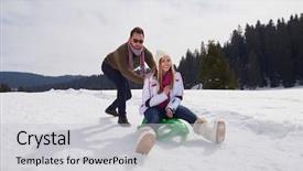  Presentation with young happy couple - Colorful presentation enhanced with slide shows - romantic winter scene happy young backdrop and a light gray colored foreground