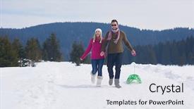  Presentation with romance nature couple - Beautiful presentation theme featuring slide shows - romantic winter scene happy young backdrop and a white colored foreground