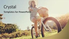  Presentation with fun fair swinging ride - Presentation theme having having fun on summer afternoon background and a light gray colored foreground