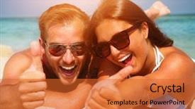  Presentation with black couple having fun - Cool new slide set with having fun on the beach backdrop and a red colored foreground