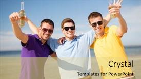  Presentation with holidays - Slide set consisting of having fun on the beach background and a yellow colored foreground