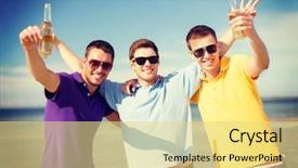  Presentation with shells beach summer holiday - Presentation theme consisting of having fun on the beach background and a yellow colored foreground