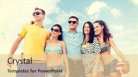  Presentation with happy birthday frame holiday - Presentation having having fun on the beach background and a blonde colored foreground