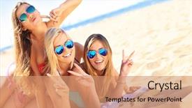  Presentation with fun - Slide set consisting of having fun on the beach background and a coral colored foreground