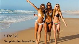  Presentation with fun - Slide set consisting of having fun on the beach background and a coral colored foreground