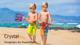  Presentation with fishing nets - PPT theme enhanced with man skateboarding in urban environment background and a gray colored foreground